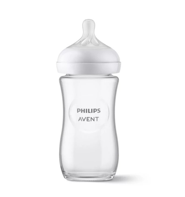 Philips Avent Γυάλινο Μπιμπερό Natural Response με Θηλή Σιλικόνης 1m+ 240ml
