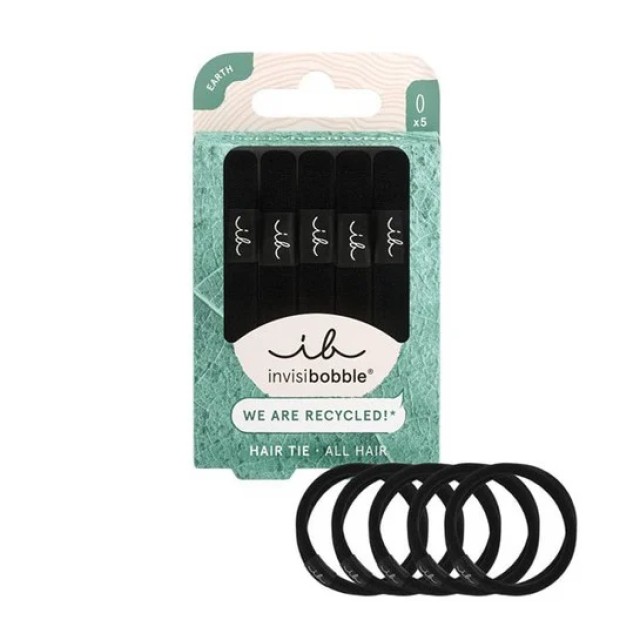 Invisibobble Ecotie Hair Tie Black, Λαστιχάκια Μαλλιών 5τμχ.