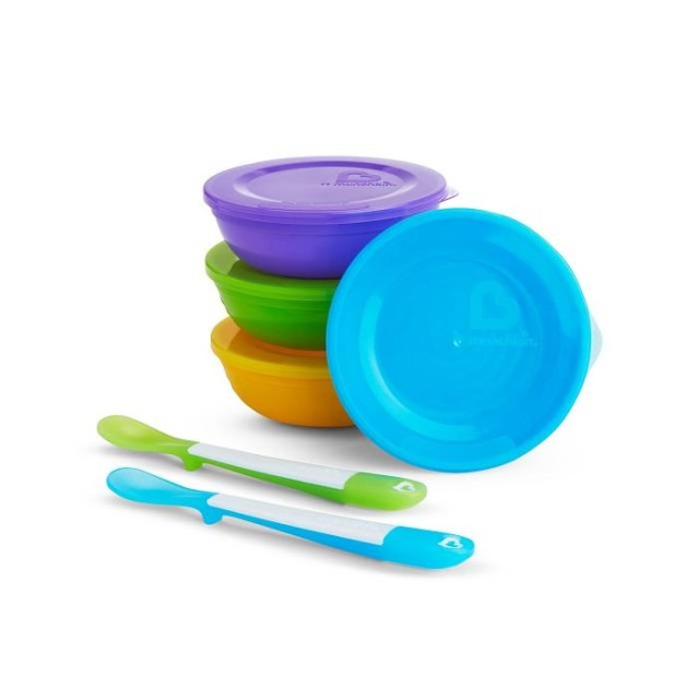Munchkin Love A Bowls Μπολ Φαγητού με 4 Κουτάλια και Καπάκι 4 μηνών +