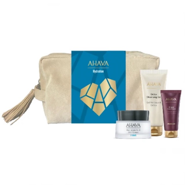 AHAVA PROMO HYDRATION HYALURONIC ACID 24/7 CREAM 50ml & DETOX CLEANSING GEL 100ml & MINERAL HAND CREAM 40ml
