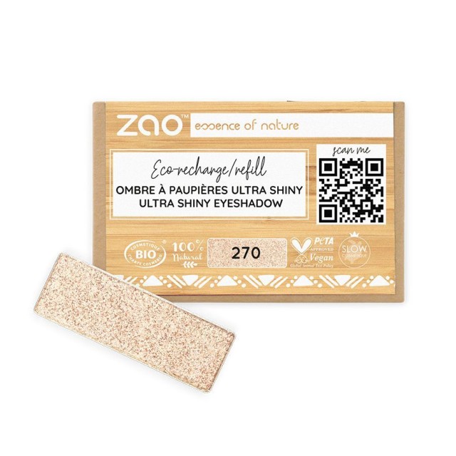 Zao Organic Eyeshadow Rectangle – Ultra Shiny Refill 270 Champagne