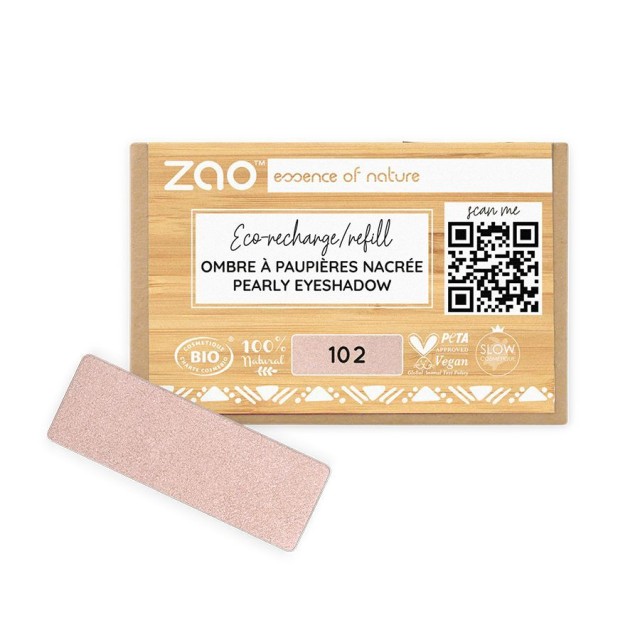 Zao Organic Eyeshadow Rectangle – Refill 102 Pinky Beige Pearly