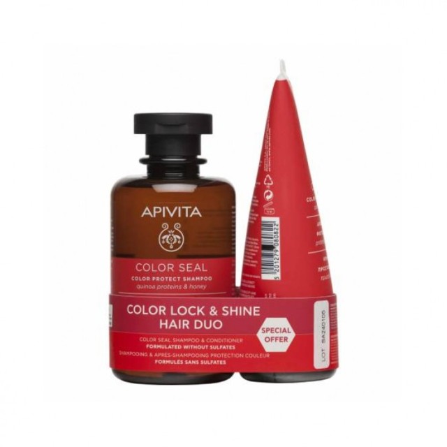 Apivita Color Seal Color Protect Shampoo Σαμπουάν Προστασίας Χρώματος με Πρωτεΐνες Κινόα & Μέλι 250ml & Color Protect Conditioner Μαλακτική Κρέμα Προστασίας Χρώματος 150ml σε Ειδική Τιμή