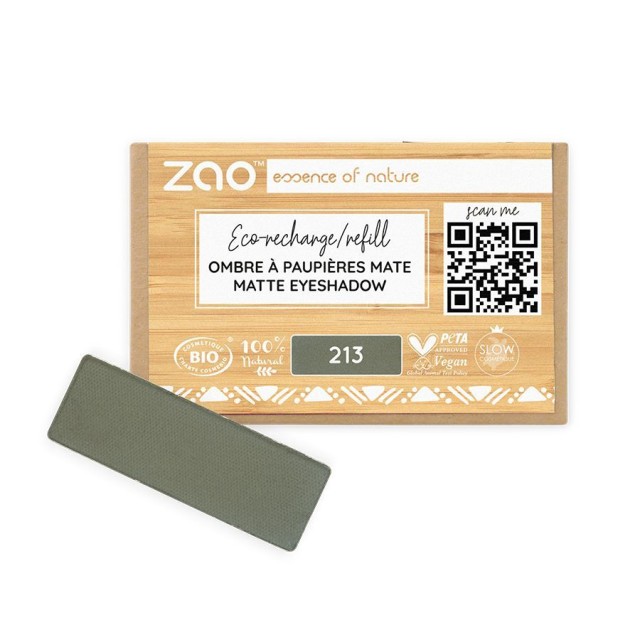 Zao Organic Eyeshadow Rectangle – Matte Refill 213 army green