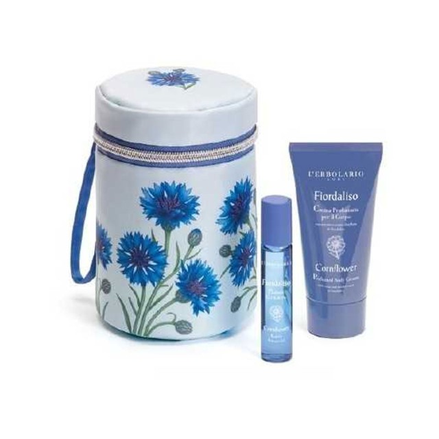 LERBOLARIO Τσάντα Ομορφιάς Cornflower. Άρωμα σε τζελ Roll-On και αρωματική κρέμα σώματος