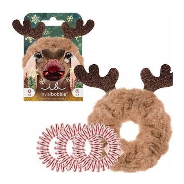 Invisibobble Kids Red Nose Reindeer Λαστιχάκια Μαλλιών (4 Τεμάχια)