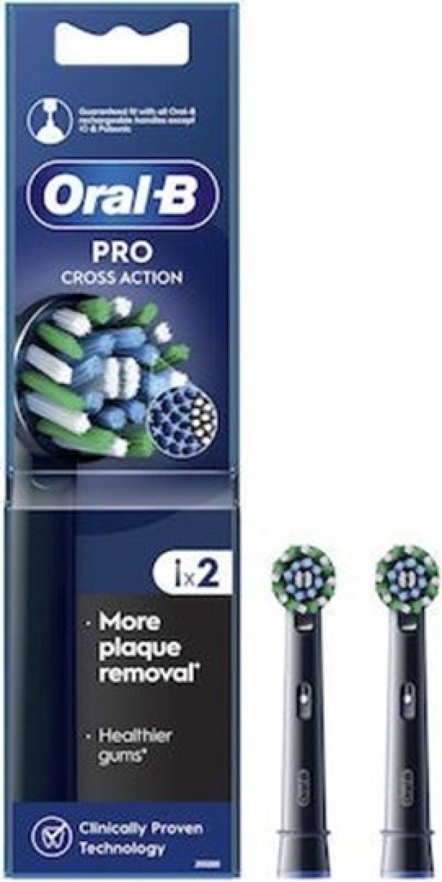 Oral-B Ανταλλακτικές Κεφαλές Cross Action Improved Black Edition 2τμχ