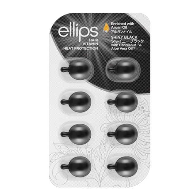 Ellips Shiny Black Αμπούλες Μαλλιών Hair Vitamin 8x1ml