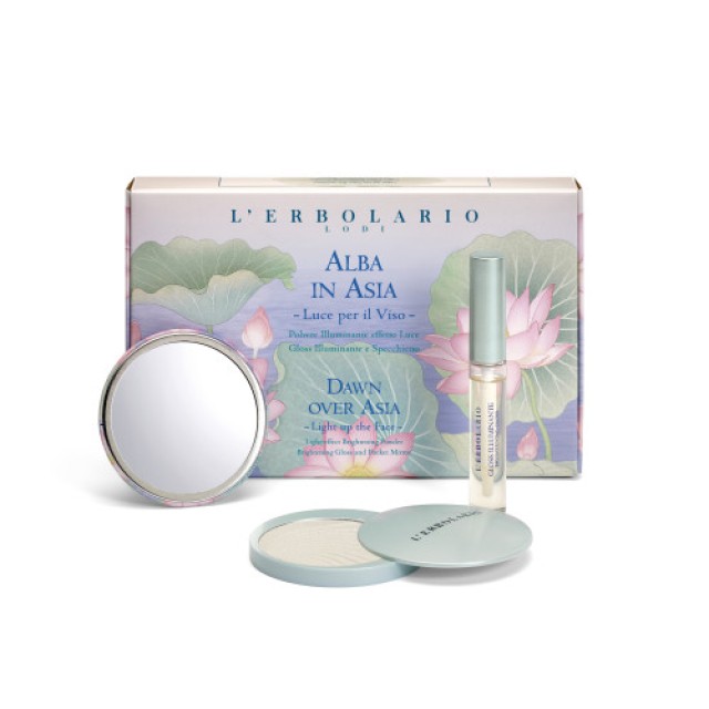 L;ERBOLARIO Kit make up Alba in Asia  Illuminating powder+ light effect gloss +καθρεφτάκι.