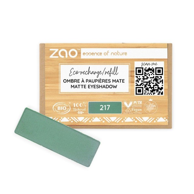 Zao Organic Eyeshadow Rectangle – Matte Refill 217 Eucalyptus green