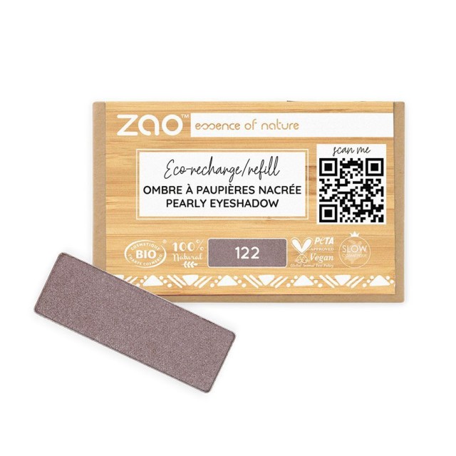 Zao Organic Eyeshadow Rectangle – Pearly Refill 122 Desert Rose