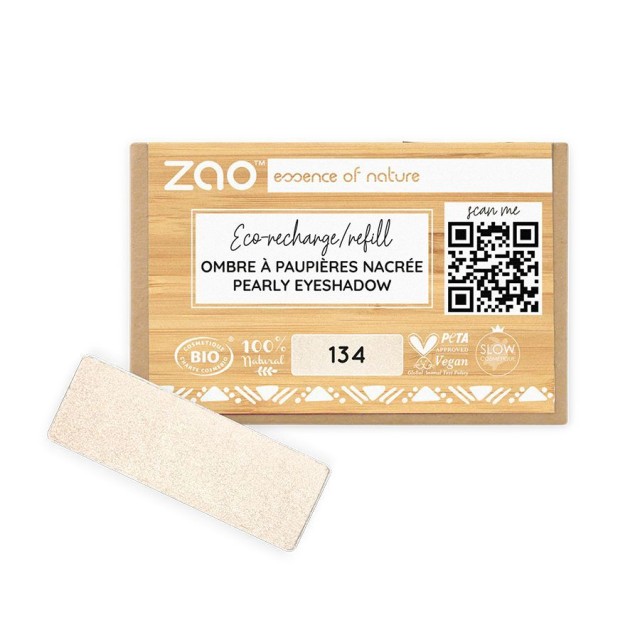 Zao Organic Eyeshadow Rectangle – Pearly Refill 134 Golden Pearl