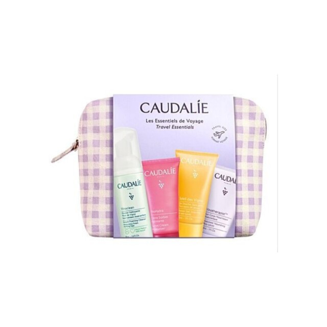 Caudalie Summer Pouch 2025 Vinoclean Instant Foaming Cleanser 50ml & VinoHydra Sorbet Cream 15ml & Soleil des Vignes Shower Gel 30ml & Vinotherapist Nourishing Body Lotion 30ml