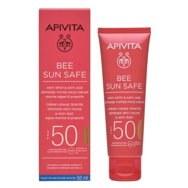 Apivita Bee Sun Safe Anti-Spot & Anti-Age Defence Tinted Golden Face Cream SPF50 50ml