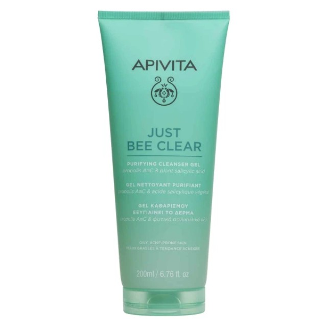 Apivita Just Bee Clear Purifying Cleanser Gel Αναζωογονητικό Τζελ Καθαρισμού 200 ml