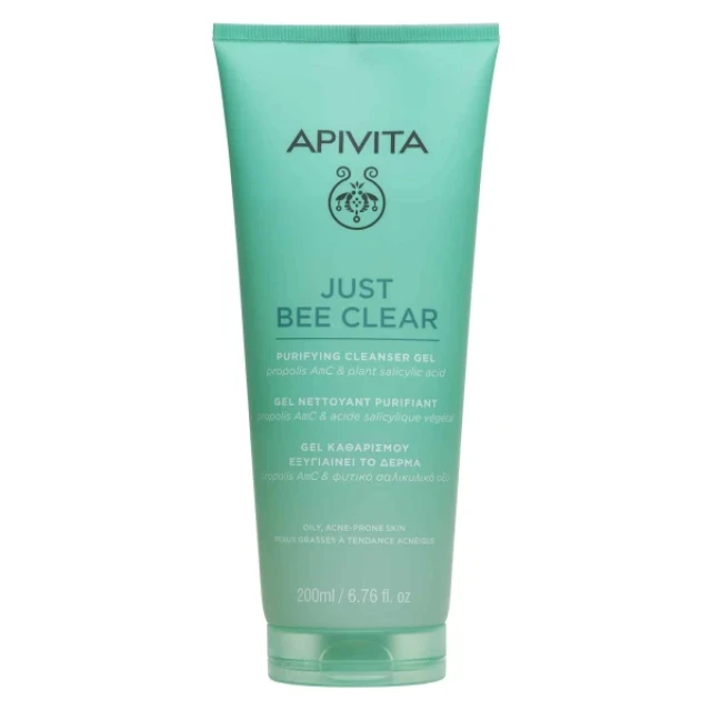 Apivita Just Bee Clear Purifying Cleanser Gel Αναζωογονητικό Τζελ Καθαρισμού 200 ml