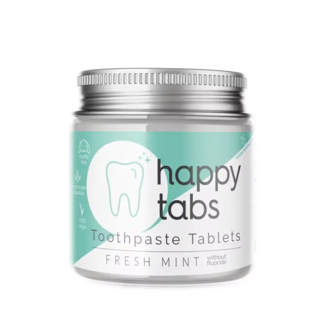 Happy Tabs οδοντόκρεμα σε ταμπλέτες Fresh Mint χωρίς φθόριο 80 tabs