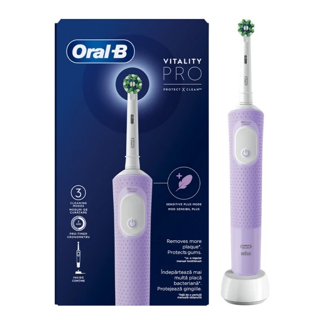 Oral-B Vitality Pro Lilac Mist Ηλεκτρική Οδοντόβουρτσα Μωβ Χρώμα 1τμχ