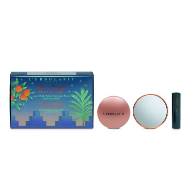 LERBOLARIO Kit Make Up Notte a Tangeri bronze brightening powder+kajal+pocket mirror