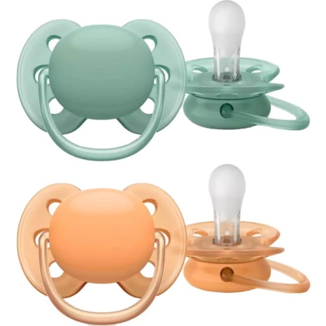 Philips Avent Πιπίλες Ultra Soft Πράσινο/Πορτοκαλι 18m+, 2τμχ