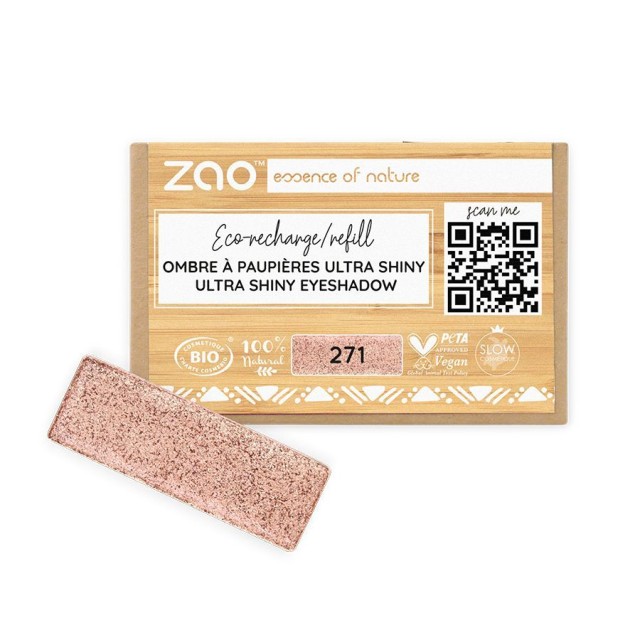 Zao Organic Eyeshadow Rectangle – Ultra Shiny Refill 271 Pinkish copper