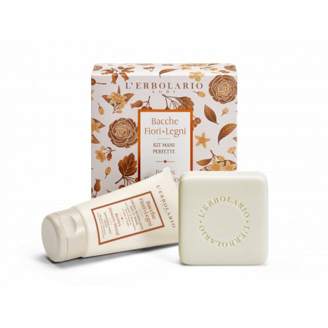 LERBOLARIO Kit Mani Bacche fiori Legni soap 100gr+hand cream 75ml