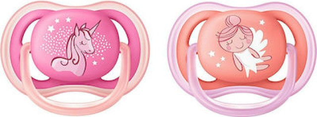 Philips avent Ορθοδοντικές Πιπίλες Σιλικόνης για 6-18 μηνών με Θήκη Μονόκερος Ροζ - Πορτοκαλί 2τμχ