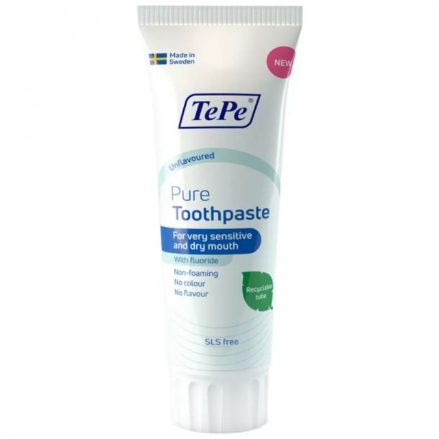 Tepe Daily Pure Οδοντόκρεμα για Ευαίσθητα Στόματα Ή Ξηροστομία Χωρίς Γεύση 75ml